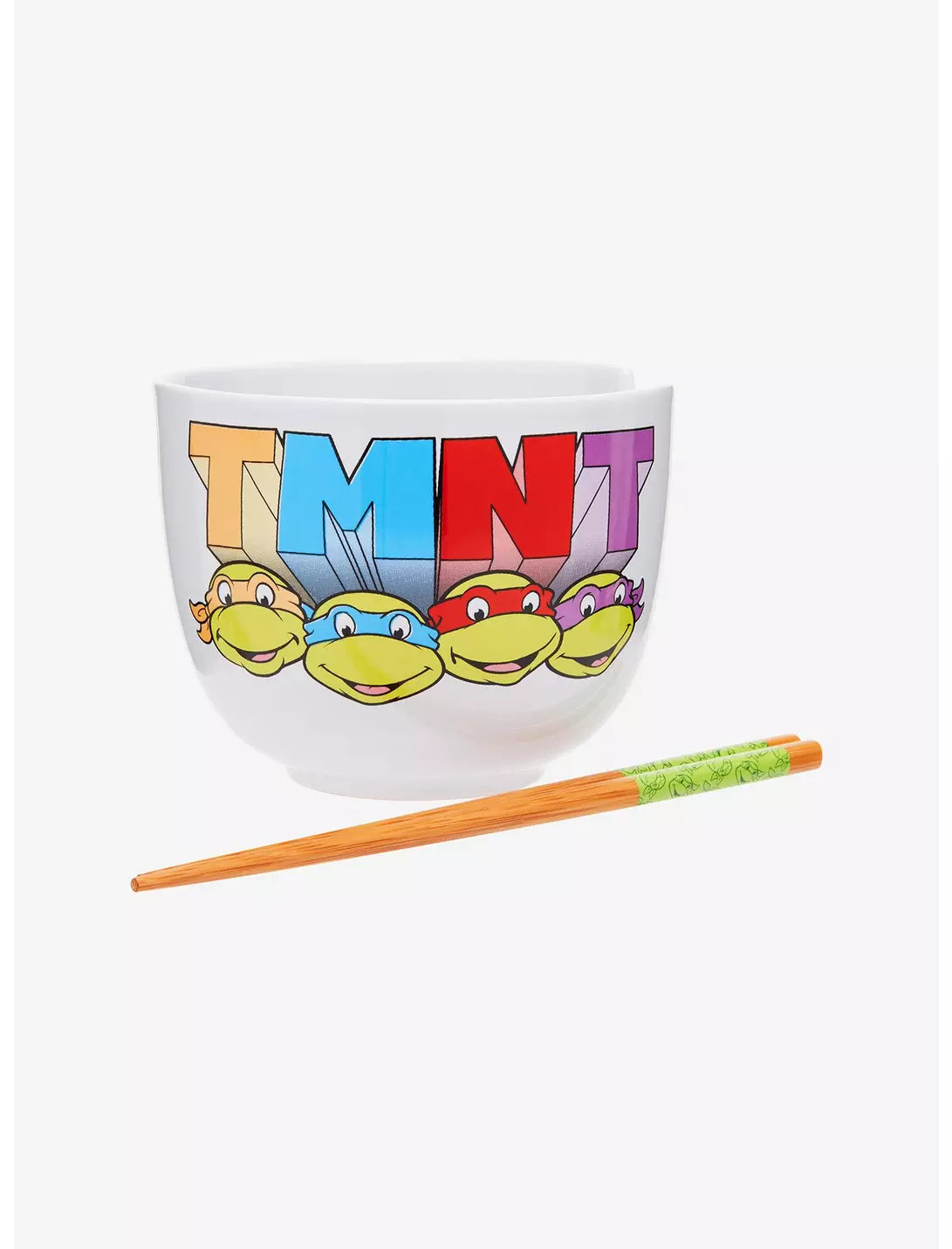 Teenage Mutant Ninja Turtles Faces Ramen Bowl with Chopsticks