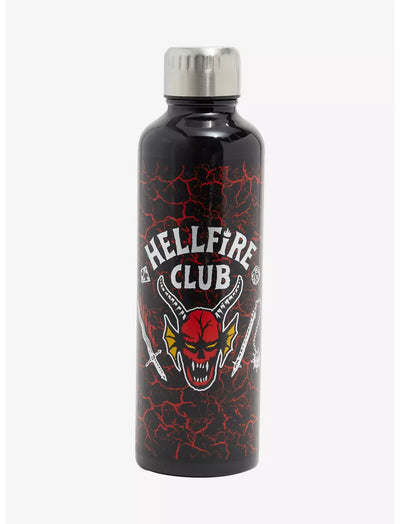 Paladone Stranger Things Hellfire Club Metal Water Bottle -Stainless Steel Waterbottle with Lid 16 fl oz