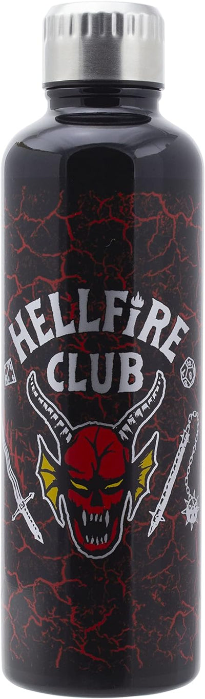 Paladone Stranger Things Hellfire Club Metal Water Bottle -Stainless Steel Waterbottle with Lid 16 fl oz