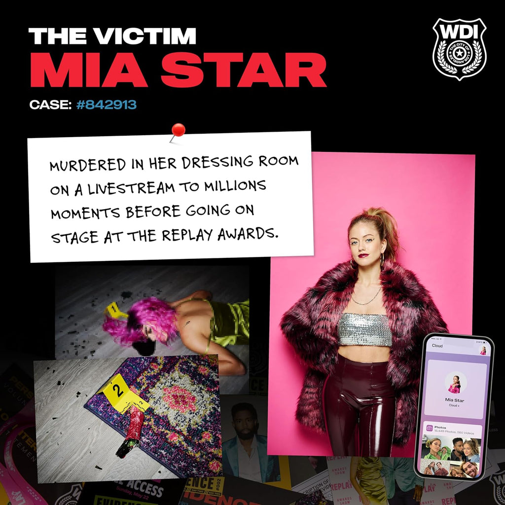 What DO You Meme? Who Killed Mia — A Modern Murder Mystery Game True Crime Solving Games for Adults, Find Out who Killed Influencer Mia Star, for True Crime Fans