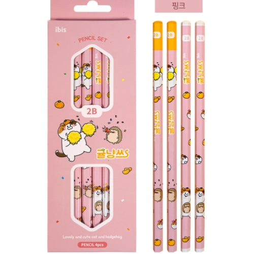 ORANGE CAT PENCIL SET 4 PIECE SET