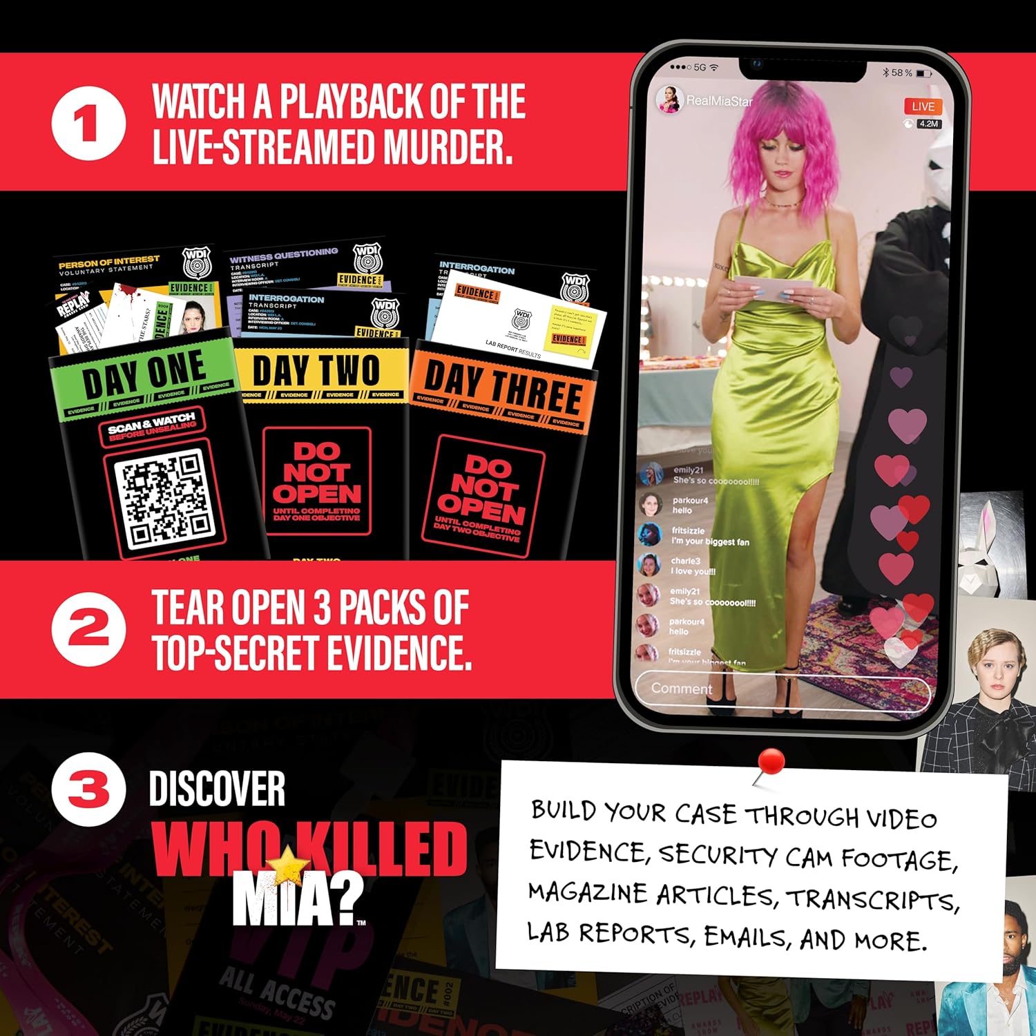 What DO You Meme? Who Killed Mia — A Modern Murder Mystery Game True Crime Solving Games for Adults, Find Out who Killed Influencer Mia Star, for True Crime Fans