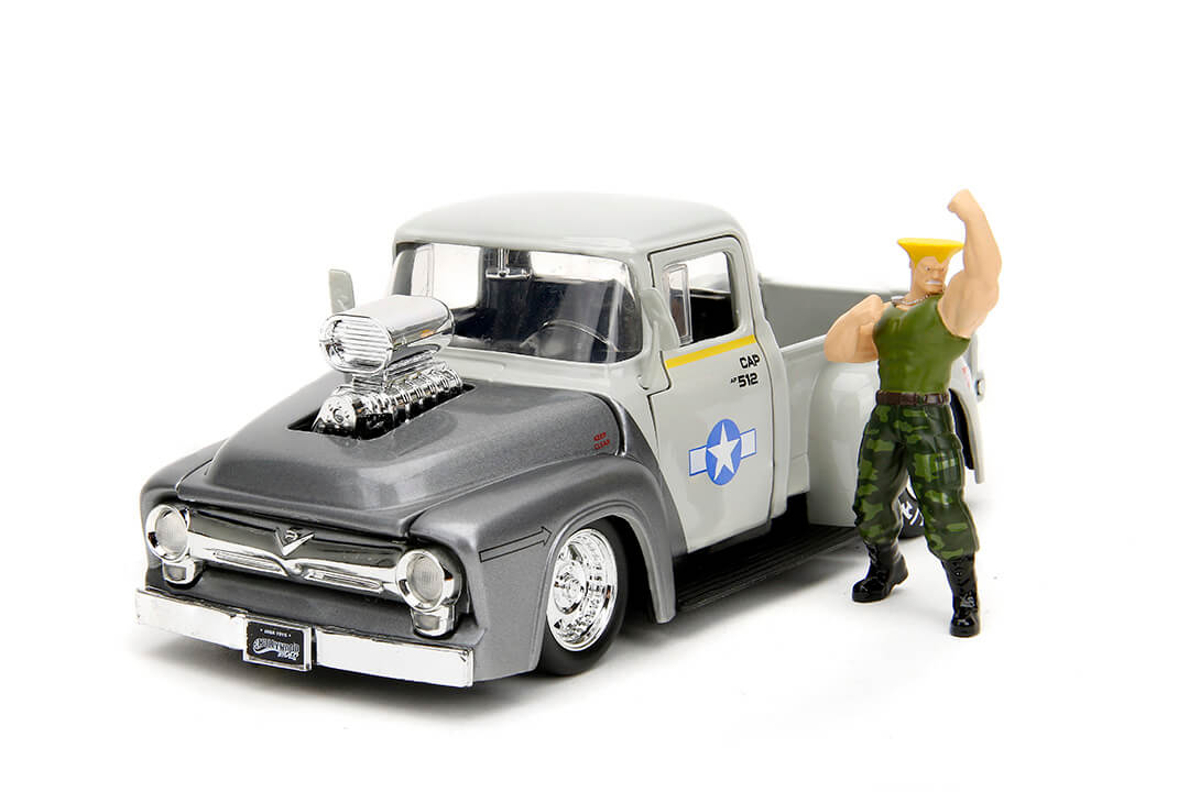 Hollywood Rides Street Fighter Guile 1956 Ford F100 1:24 Scale Die-Cast Metal Vehicle with Figure