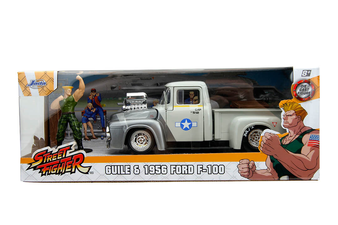 Hollywood Rides Street Fighter Guile 1956 Ford F100 1:24 Scale Die-Cast Metal Vehicle with Figure