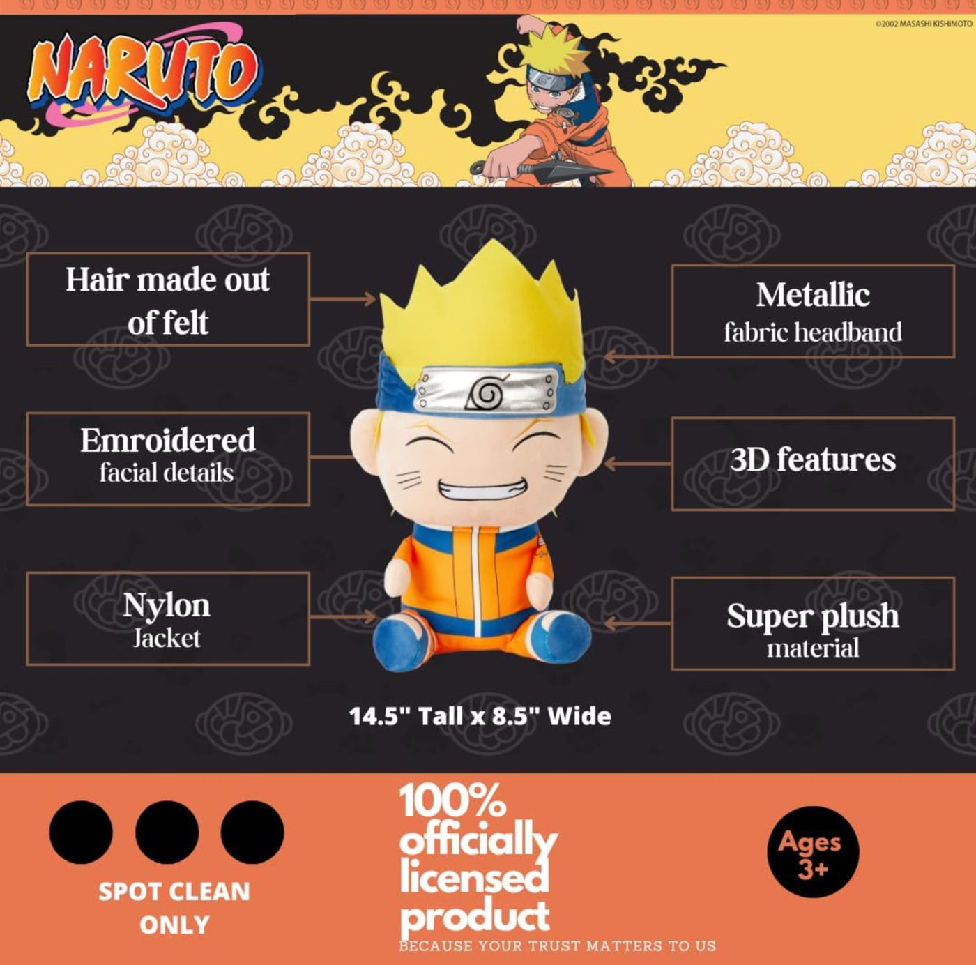 Naruto Anime Ninja Kids Bedding Super Soft Plush Cuddle Pillow Buddy