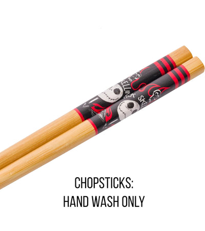 Silver Buffalo Disney Nightmare Before Christmas Jack Skellington Ceramic Ramen Noodle Rice Bowl with Chopsticks, Microwave Safe, 20 Ounces