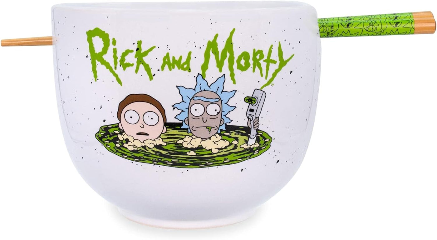 Rick and Morty Portal Ramen Noodle Bowl and Wooden Chopsticks
