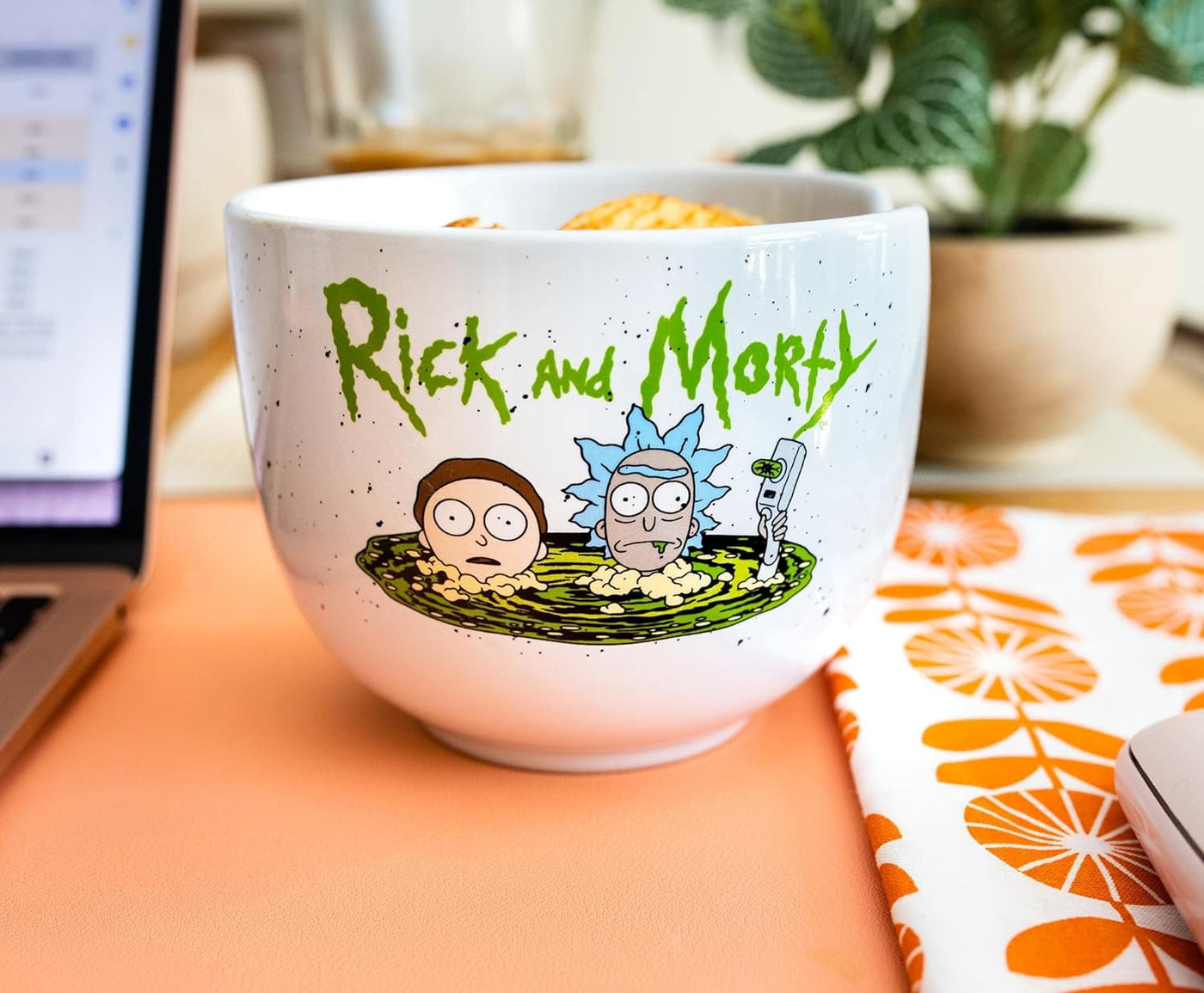 Rick and Morty Portal Ramen Noodle Bowl and Wooden Chopsticks