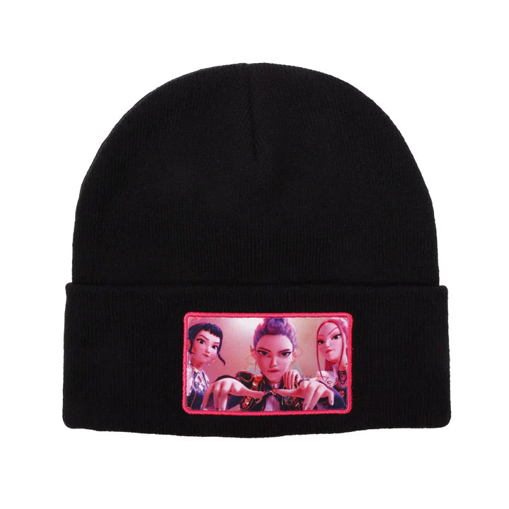 KPop Demon Hunters Huntr/x Black Cuff Knit Beanie