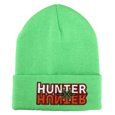 Hunter X Hunter Anime Embroidered Logo Patch Neon Green Knitted Beanie Hat