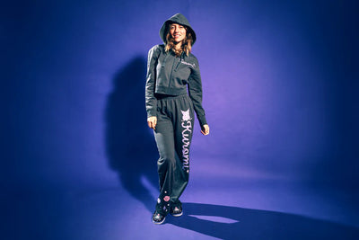 Kuromi Hearts & Bows Women's 2-Pack Charcoal Long Sleeve Crop Hoodie & Joggers Combo Set