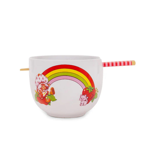 20 oz Strawberry Shortcake Ceramic Bowl with Chopsticks