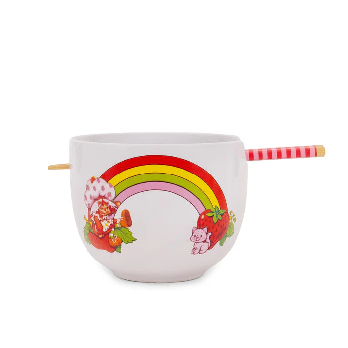 20 oz Strawberry Shortcake Ceramic Bowl with Chopsticks