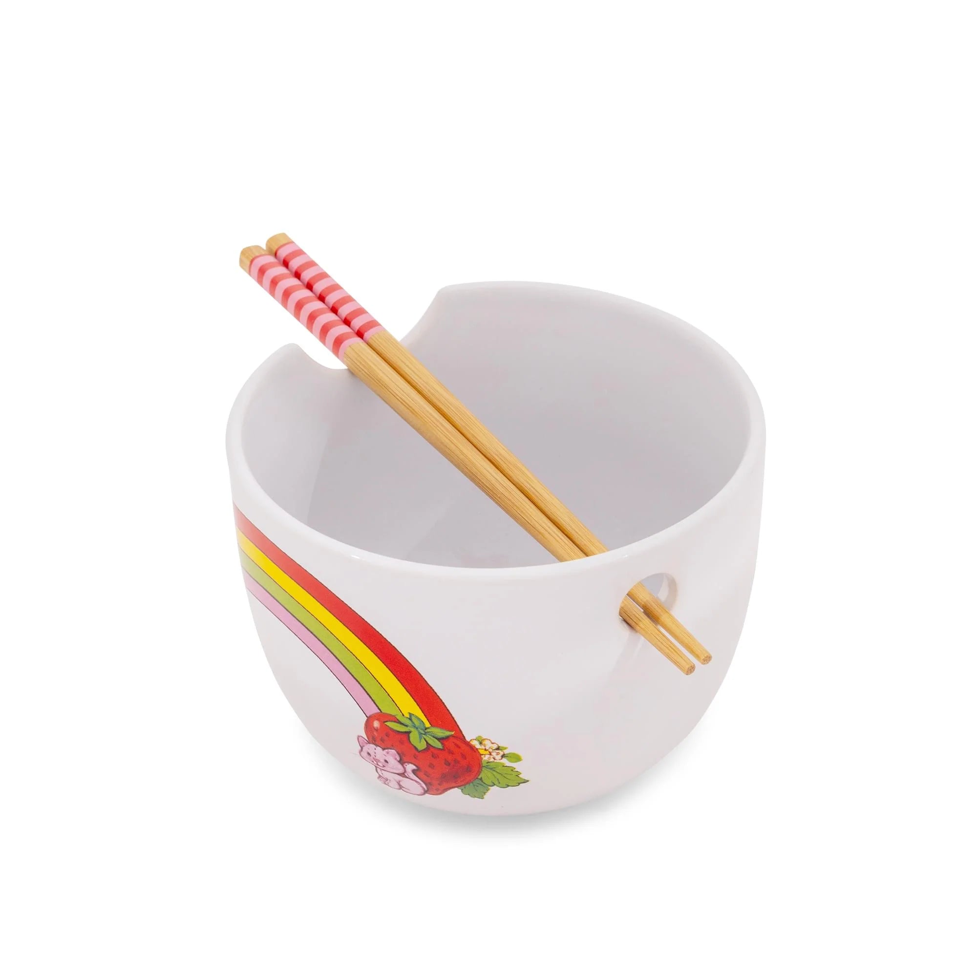 20 oz Strawberry Shortcake Ceramic Bowl with Chopsticks