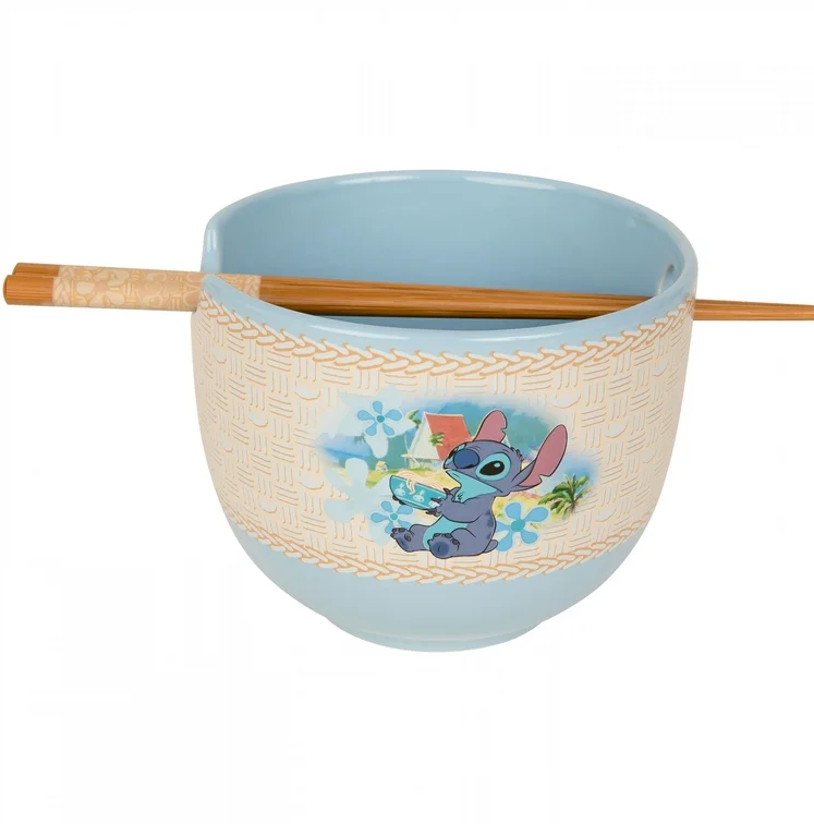Disney Lilo & Stitch Beach Noodles Ramen Bowl with Chopsticks