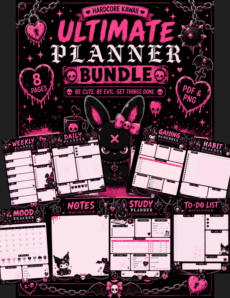 Hardcore Kawaii Digital Planner Bundle Printable