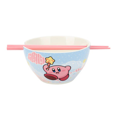 Kirby Star Wand Ceramic Ramen Bowl With Plastic Chopsticks