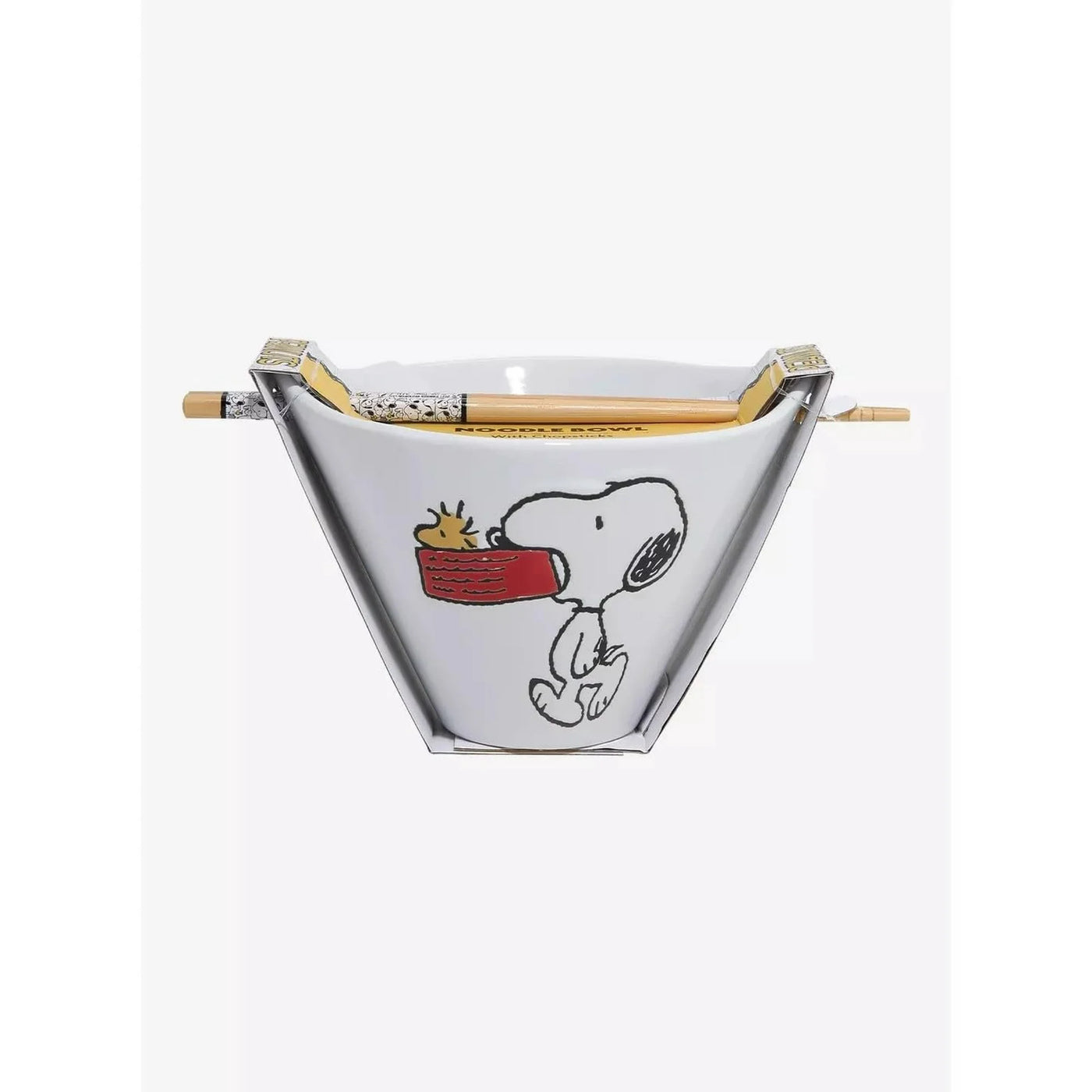 Zrike Brands Peanuts Ramen Noodle Bowl with Chopsticks, Red Dog Bowl Design