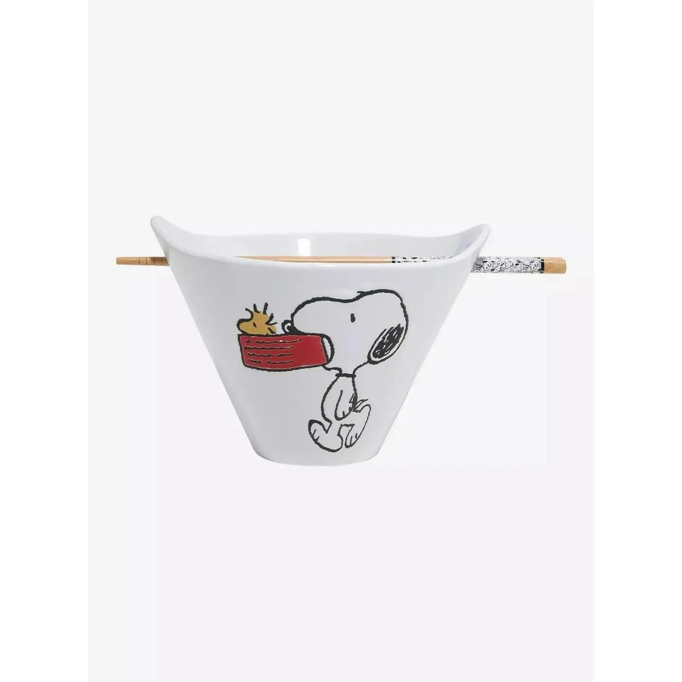 Zrike Brands Peanuts Ramen Noodle Bowl with Chopsticks, Red Dog Bowl Design