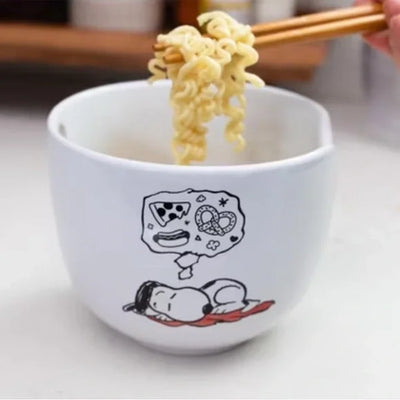 Peanuts 20 Ounce Ceramic Ramen Bowl and Chopstick Set