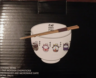 NARUTO Nyaruto Noodle Bowl with Chopsticks (RARE, Limited Edition, Ramen Bowl)