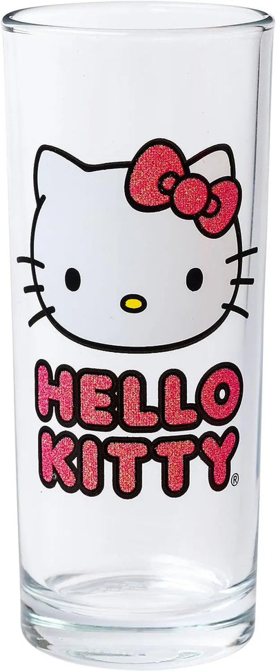 Silver Buffalo Hello Kitty Glitter 4pc Tumbler Glass 10 Ounces-SANRIO