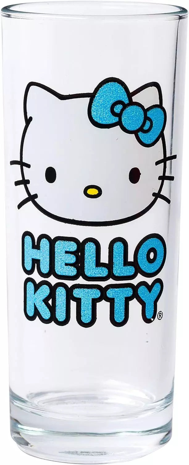 Silver Buffalo Hello Kitty Glitter 4pc Tumbler Glass 10 Ounces-SANRIO